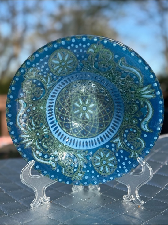Dearborn Glass/Higginsware Other - RARE! - Vintage Higginsware Art Glass Bowl, "Blue Arabesque", 8.25”W x 2.75”H